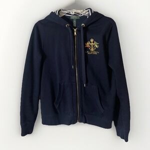 Lauren Ralph Lauren Women's Jacket Navy Blue Nautical Crest Flag-Size Small